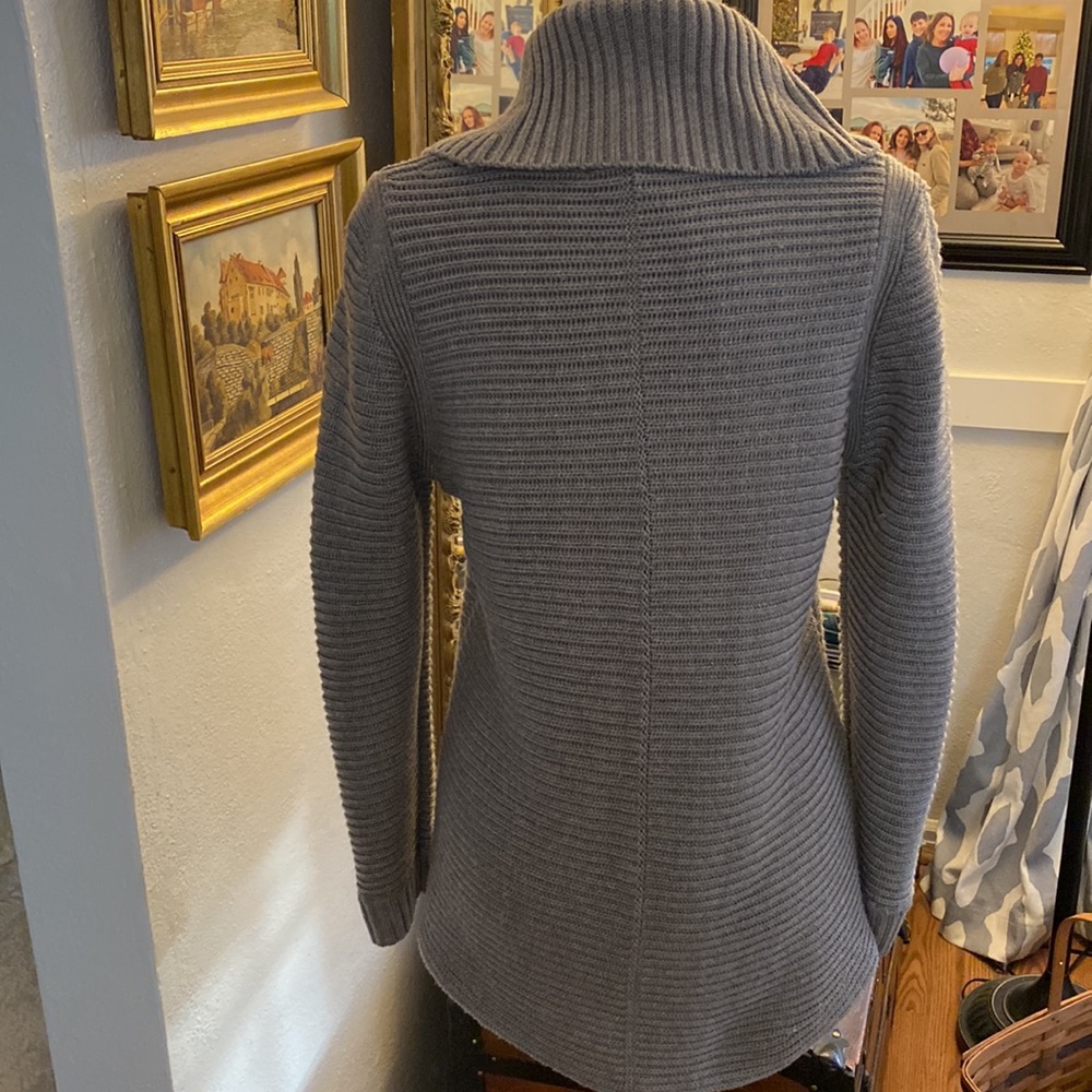 Calvin Klein Horizontal Ribbed Gray Cowl Neck Sweater - Picture 8 of 13